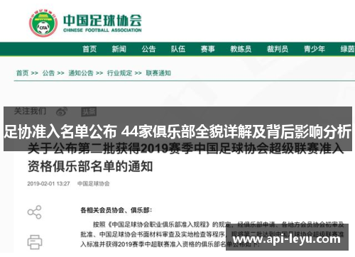足协准入名单公布 44家俱乐部全貌详解及背后影响分析